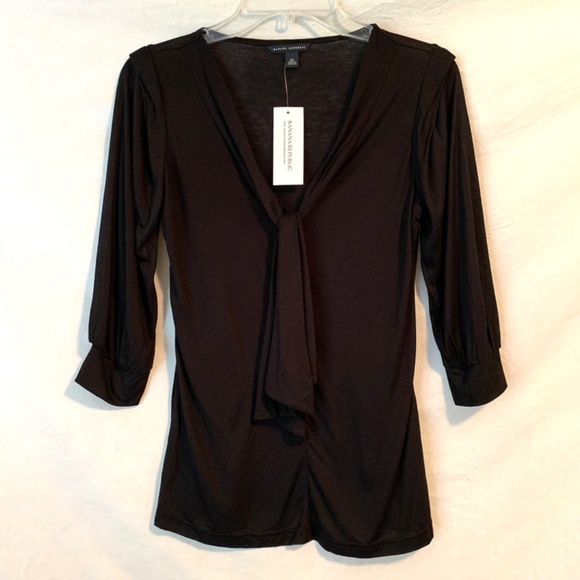 Banana Republic V-Neck Stretch Tie Top 3/4 Sleeve Size XS - Picture 1 of 8